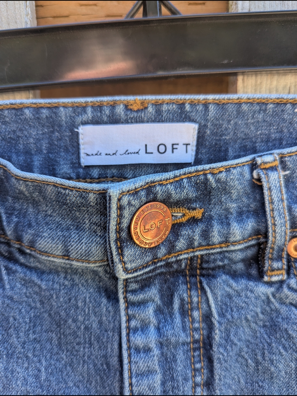 LOFT Medium Blue High-Rise Straight Cropped Jeans - Picture 3 of 5